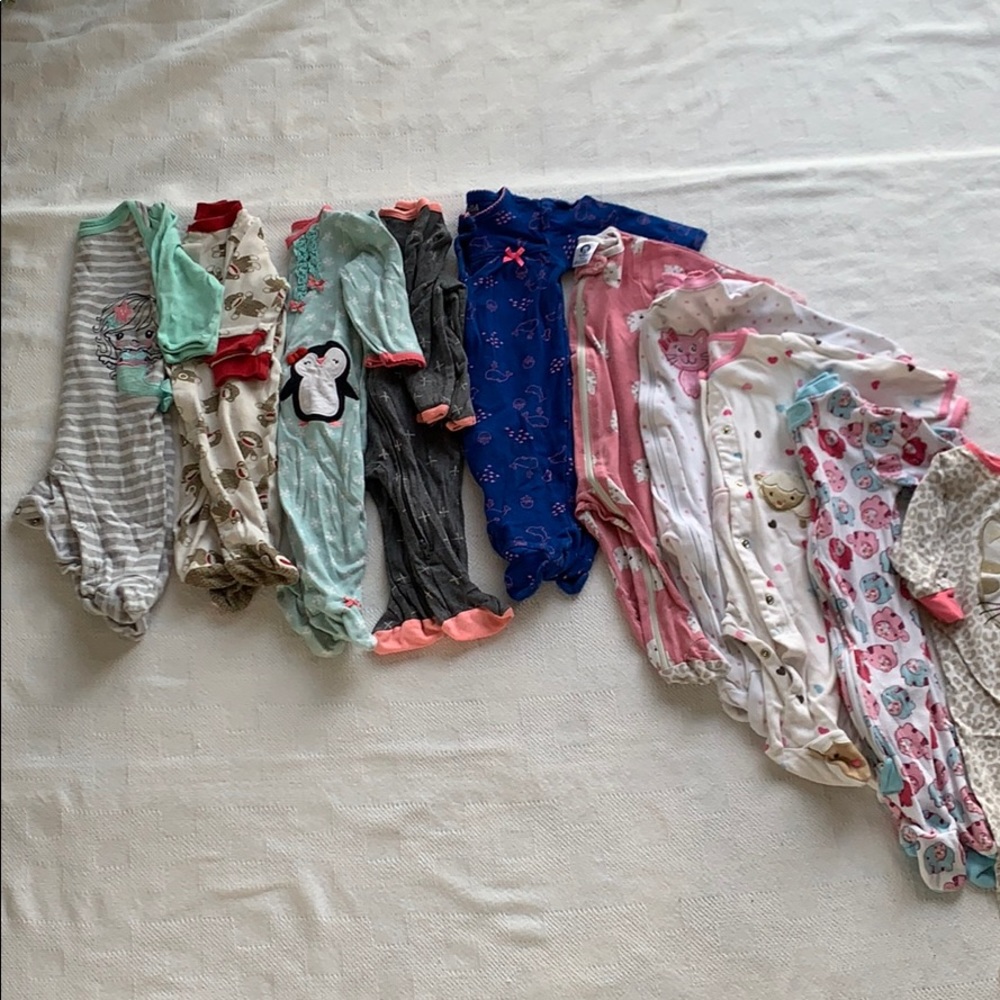 12 3-6 month baby girl sleepers